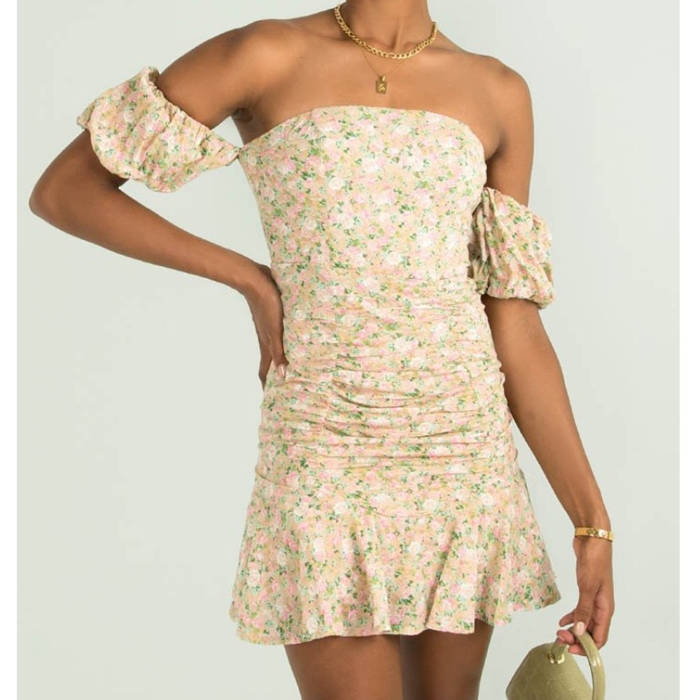 Sundae Muse beige floral dress
